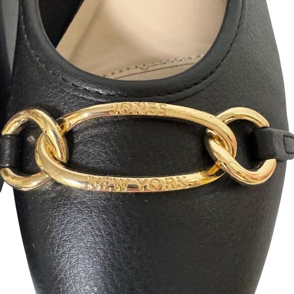 Jones New York Balsora Flats Black Gold Link Slip On Round Toe Women's Size 9 - Picture 10 of 16